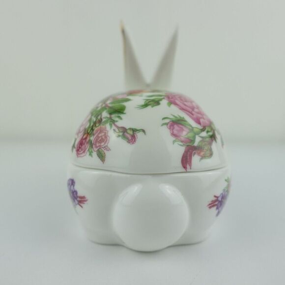 Aynsley Bunny Rose Garden Fine Bone China Trinket Box Made In England - Picture 4 of 9